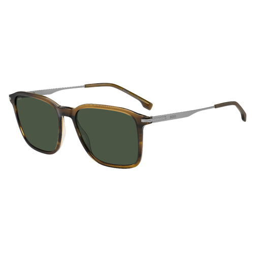 Hugo Boss BOSS 1886/S 6C5 QT 55 Brown Horn Ruthenium / Green Lenses
