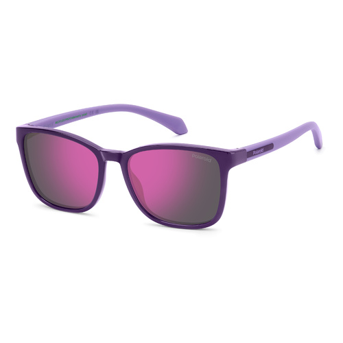 Polaroid Kids PLD 8077/S 0T7 AI 49 Plum / Grey Pink Mirror Polarised Lenses