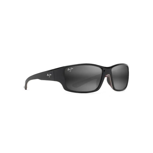 Maui Jim Local Kine 810-07E Shiny Black Grey and Maroon / Neutral Grey Polarised Lenses