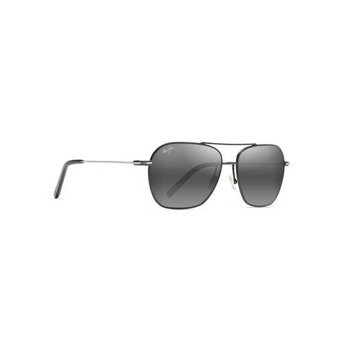 Maui Jim Mano 877-02 Black w Silver Stripe / Neutral Grey Polarised Lenses *