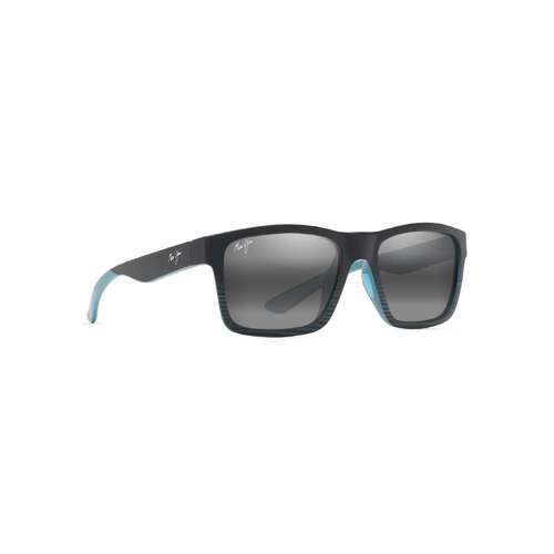 Maui Jim The Flats 897-02 Black w Teal Stripes / Neutral Grey Polarised Lenses