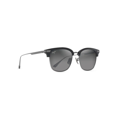 Maui Jim Kalaunu Asian Fit GS629-02 Shiny Black w Dark Silver / Neutral Grey Polarised Lenses