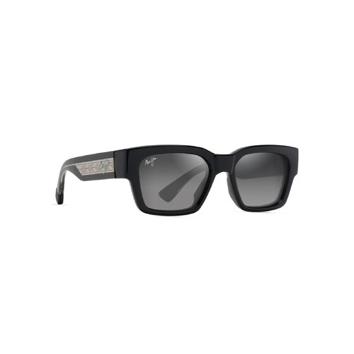 Maui Jim Kenui GS642-14 Shiny Black w Transparent Light Grey / Neutral Grey Polarised Lenses