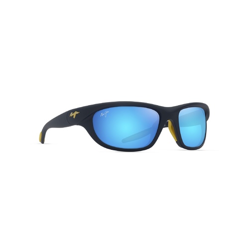 Maui Jim Haulani B349-03A Matte Solid Dark Blue w Yellow / Blue Hawaii Polarised Lenses