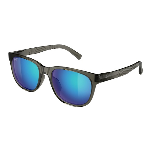 Maui Jim Puali Asian Fit B365-14 Shiny Transparent Dark Grey / Blue Hawaii Polarised Lenses