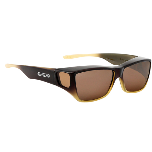 Fitovers Traveler TL004A Brown & Tan Ombre / Amber Silver Blue Mirror Polarised Lenses