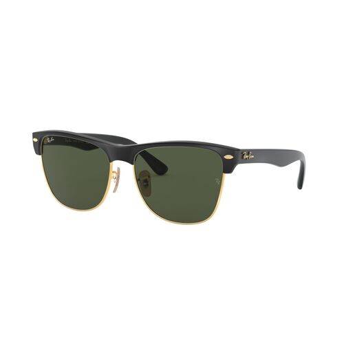 Ray-Ban RB4175 877-57 Clubmaster Oversized Black On Gold / Green Lenses