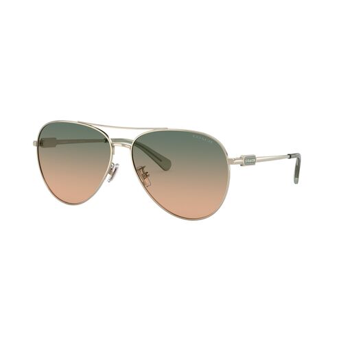 Coach HC7140 900513-61 Shiny Light Gold / Green Brown Gradient Lenses