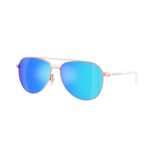 Michael Kors Hvar MK5007 104525-59 Rose Gold w White / Blue Mirror Lenses