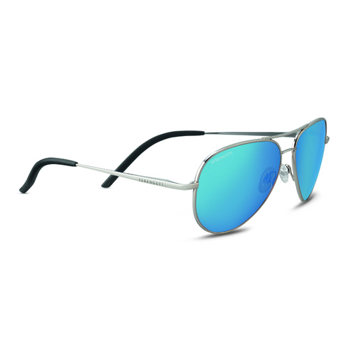 Serengeti Carrara Small 8553 Shiny Silver / 555nm Blue Polarised Photochromic Lenses