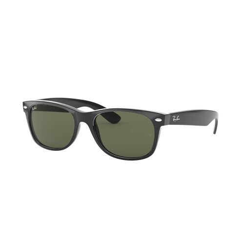 Ray-Ban RB2132F 901L-55 New Wayfarer Low Bridge Fit Black / Green Classic G-15 Lenses