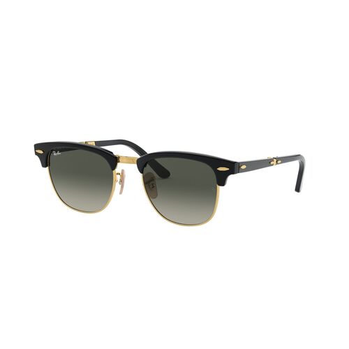 Ray-Ban RB2176 901/71-51 Clubmaster Folding Polished Black w Gold / Grey Lenses