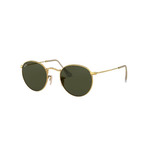Ray-Ban RB3447 001-53 Round Metal Polished Gold / Green Classic G-15 Lenses
