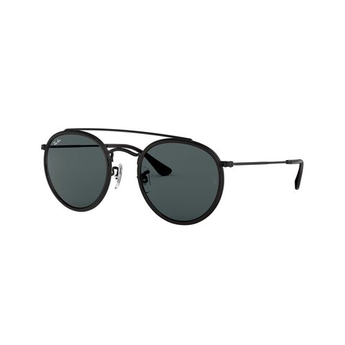 Ray-Ban RB3647N 002/R5-51 Round Double Bridge Black / Blue Grey Lenses