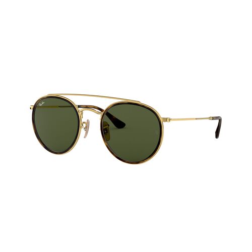 Ray-Ban RB3647N 001-51 Round Double Bridge Gold / Green Lenses