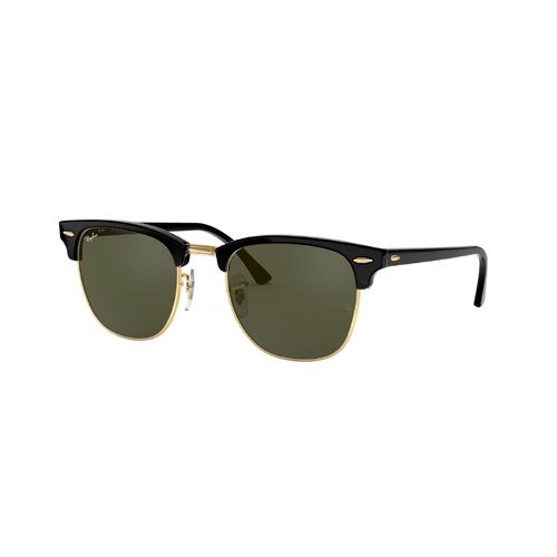 Ray-Ban RB3016F W0365-55 Clubmaster A Fit Black On Gold / Green Classic G-15 Lenses