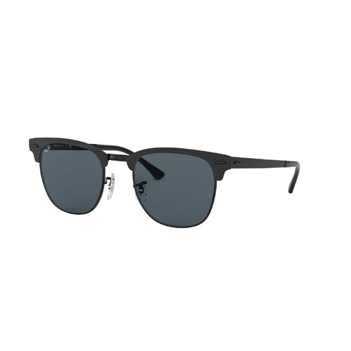 Ray-Ban RB3716 186/R5-51 Clubmaster Metal Matte Black On Black / Blue Classic Lenses