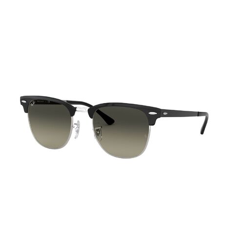 Ray-Ban RB3716 900471-51 Clubmaster Metal Black On Silver / Light Grey Gradient Dark Grey Lenses