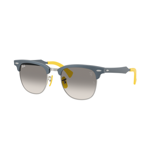 Ray-Ban RB3807M F11232-51 Scuderia Ferrari Collection Brushed Blue On Silver / Clear Grey Gradient Lenses