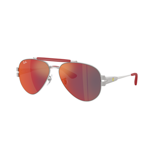 Ray-Ban RB3762M F1256P-58 Scuderia Ferrari Collection Silver / Dark Grey Blue Red Mirror Lenses