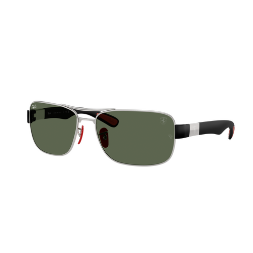 Ray-Ban RB3763M F03171-64 Scuderia Ferrari Collection Silver / Dark Green Lenses