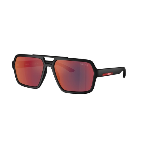 Prada Linea Rossa PSA06S DG008F-59 Black Rubber / Dark Grey Mirror Blue Red Lenses