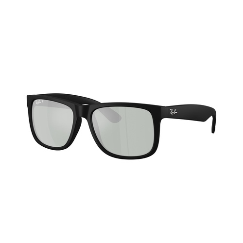 Ray-Ban RB4165 622/Y4-55 Justin Rubber Black / Green Mirror Silver Polarised Lenses