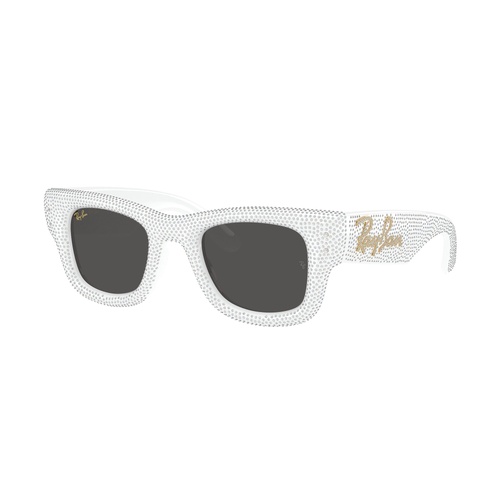 Ray-Ban RB4940BP 686687-47 Wayfarer Puffer White w Strass Pave / Dark Grey Lenses