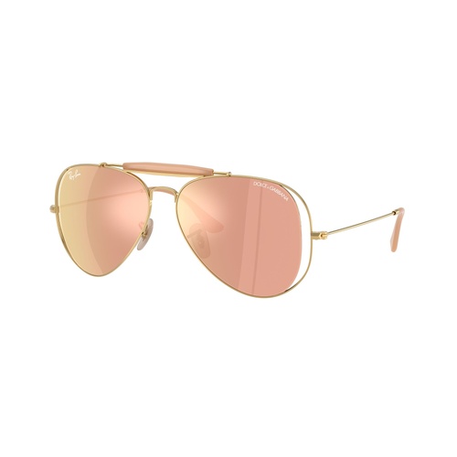 Ray-Ban The Outdoorsman By Dolce & Gabbana RB3029M 001/7J-58 Arista Gold / Dark Brown Rose Gold Mirror Lenses