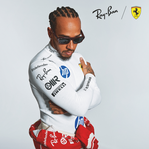 Ray-Ban RB4454M F710B1-56 Scuderia Ferrari Lewis Hamilton Driver Special Edition 2026 | Red Transparent / Dark Grey Lenses