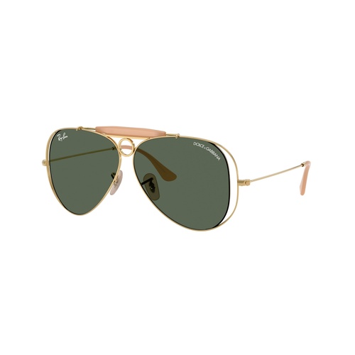 Ray-Ban The Shooter By Dolce & Gabbana RB3138M 001/71-54 Arista Gold / Dark Green Lenses