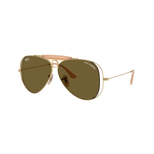 Ray-Ban The Shooter By Dolce & Gabbana RB3138M 001/73-58 Arista Gold / Dark Brown Lenses