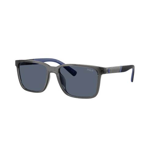 Polo Ralph Lauren PH4189U 579987-55 Shiny Transparent Grey / Dark Blue Lenses
