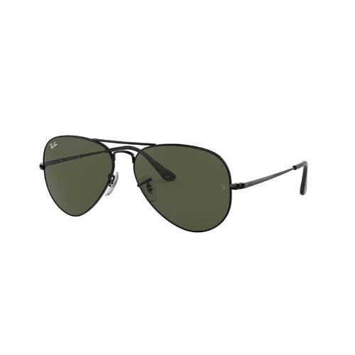 Ray-Ban RB3689 914831-58 Aviator Metal II Black / Green Classic G-15 Lenses