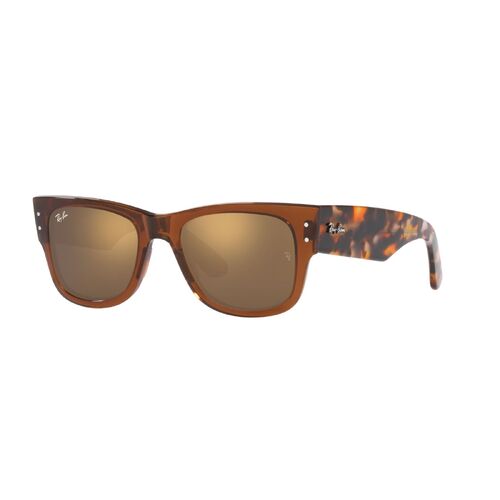 Ray-Ban RB0840S 663693-51 Mega Wayfarer Transparent Brown / Gold Mirror Lenses