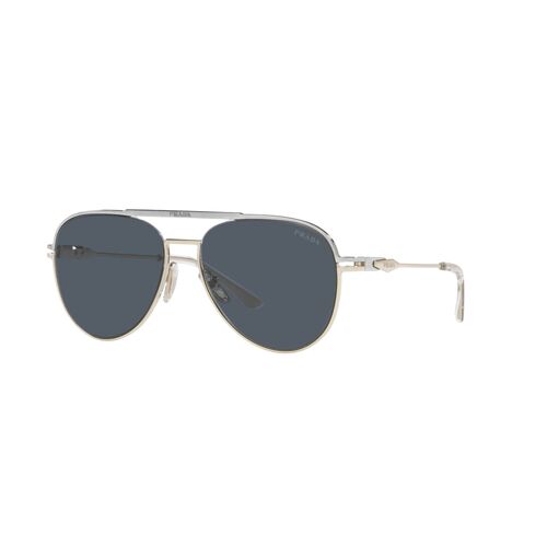 Prada PR54ZS 17F09T-57 Silver w Pale Gold / Dark Grey Lenses