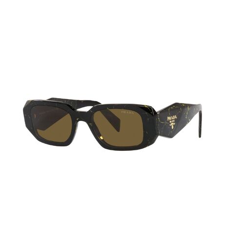 Prada PR17WS 19D01T-49 Black w Yellow Marble / Dark Brown Lenses