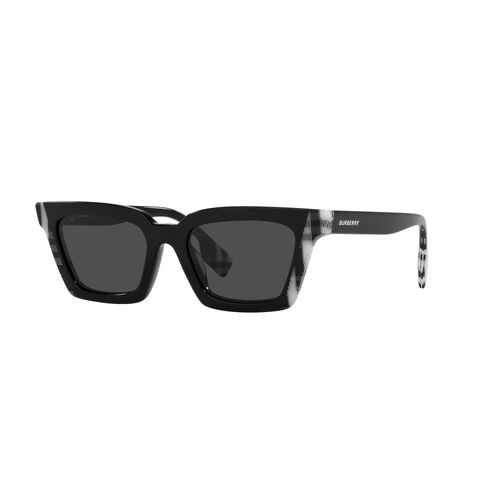 Burberry Briar BE4392U 405187-52 Black w Check White Black / Dark Grey Lenses