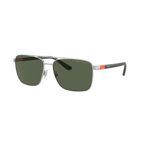 Polo Ralph Lauren PH3137 90019A-59 Shiny Silver / Dark Green Polarised Lenses