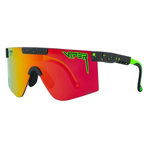Pit Viper The Monster Bull Original Wide 2.0 Black w Green Splatter / Orange Mirror Polarised Lenses