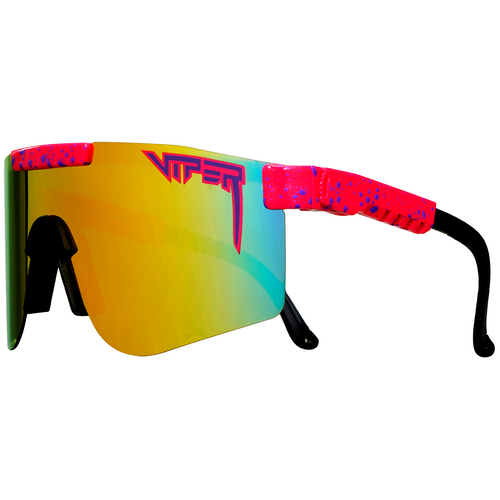 Pit Viper The Radical Double Wide Pink w Blue Splatter / Orange Yellow Red Revo Polarised Lenses