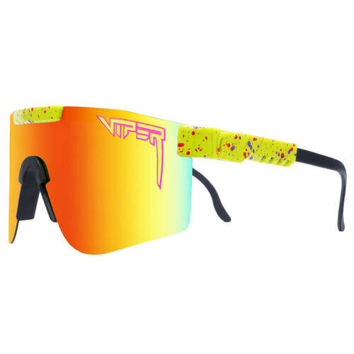 Pit Viper The 1993 Double Wide Yellow Red w Purple Splatter / Orange Yellow Revo Polarised Lenses