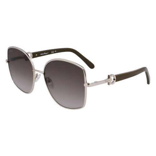 Ferragamo SF304S 750-58 Gold w Khaki / Grey Gradient Lenses