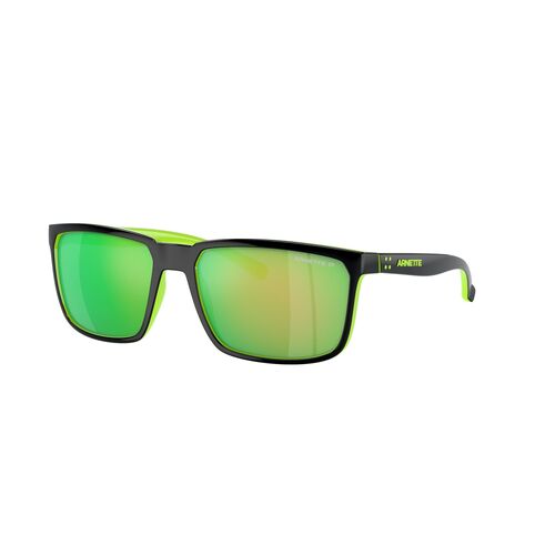 Arnette Stripe AN4251 29421I-58 Black w Fluro Green / Dark Grey Green Mirror Polarised Lenses