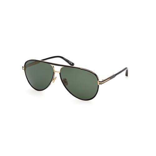 Tom Ford Rupert-02 FT1340 01N-63 Shiny Black / Green Lenses