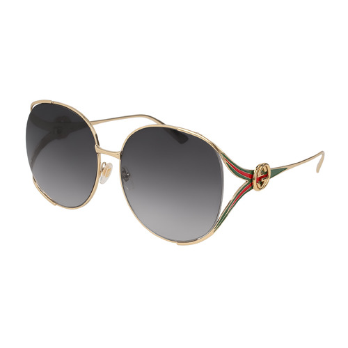 Gucci GG0225S 001-63 Gold Gold / Grey Lenses