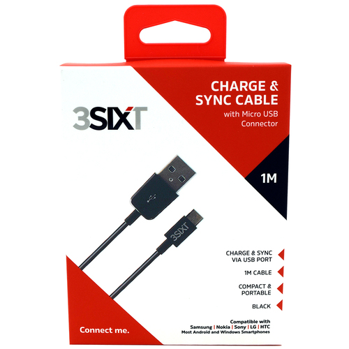 3SIXT Charge & Sync Cable with Micro USB Connector