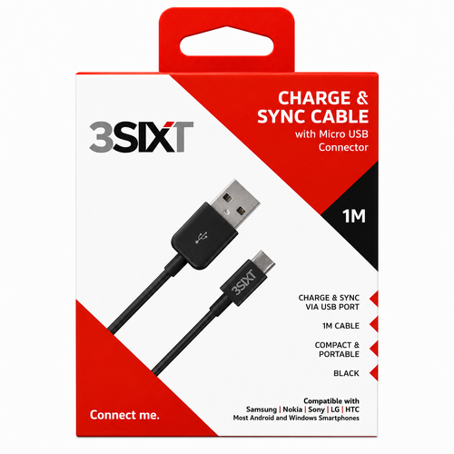 3SIXT Charge & Sync Cable with Micro USB Connector