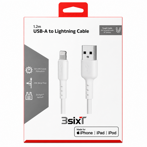 3SIXT Tough USB-A to Lightning Cable 1.2m