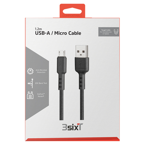 3SIXT Tough USB-A to Micro USB Cable 1.2m